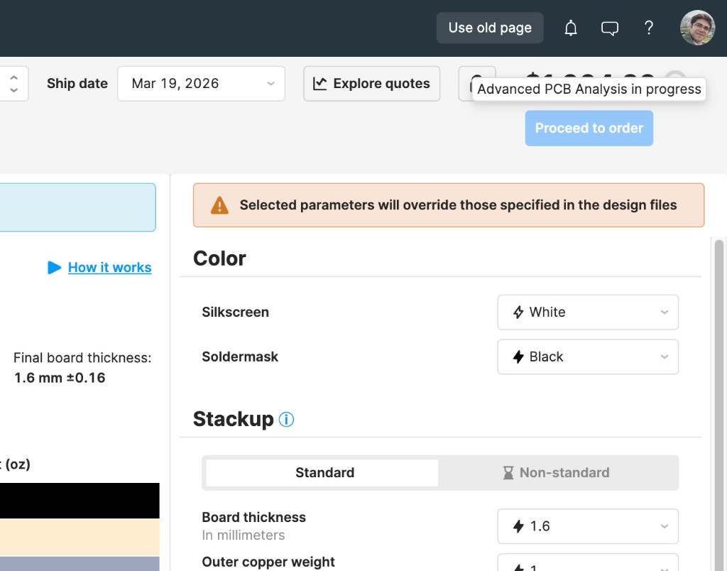 Ordering disabled during analysis