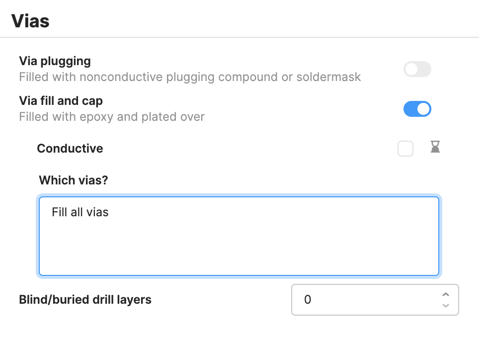 Via conductivity option