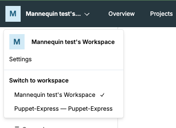 Screenshot of the new workspace switcher
